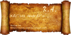 Káldi András névjegykártya